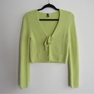 H&M Green Cardigan Lightweight Knit V-Neck Sweater